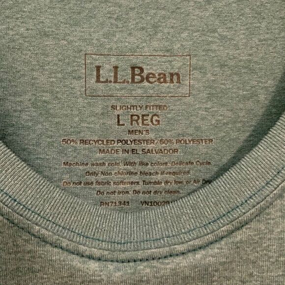 L.L. Bean Men’s Green Quick Dry Trail Tee Short Sleeve Large - Picture 5 of 10